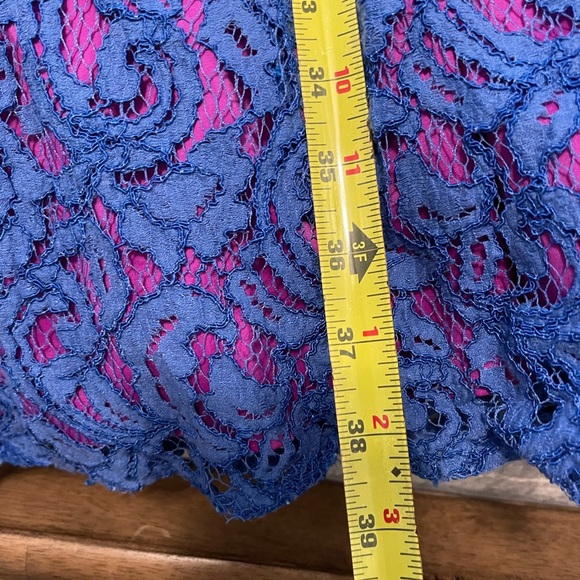 Beautiful Adrianna Papell Floral Lace Sheath Dress Pink blue Womens Sz 10 pocket - Picture 6 of 6